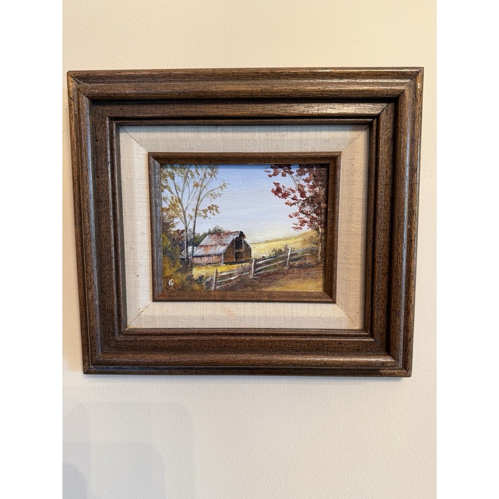 Original Oil Painting Barn Landscape Framed Signed Topeka Kansas C. Applegate
